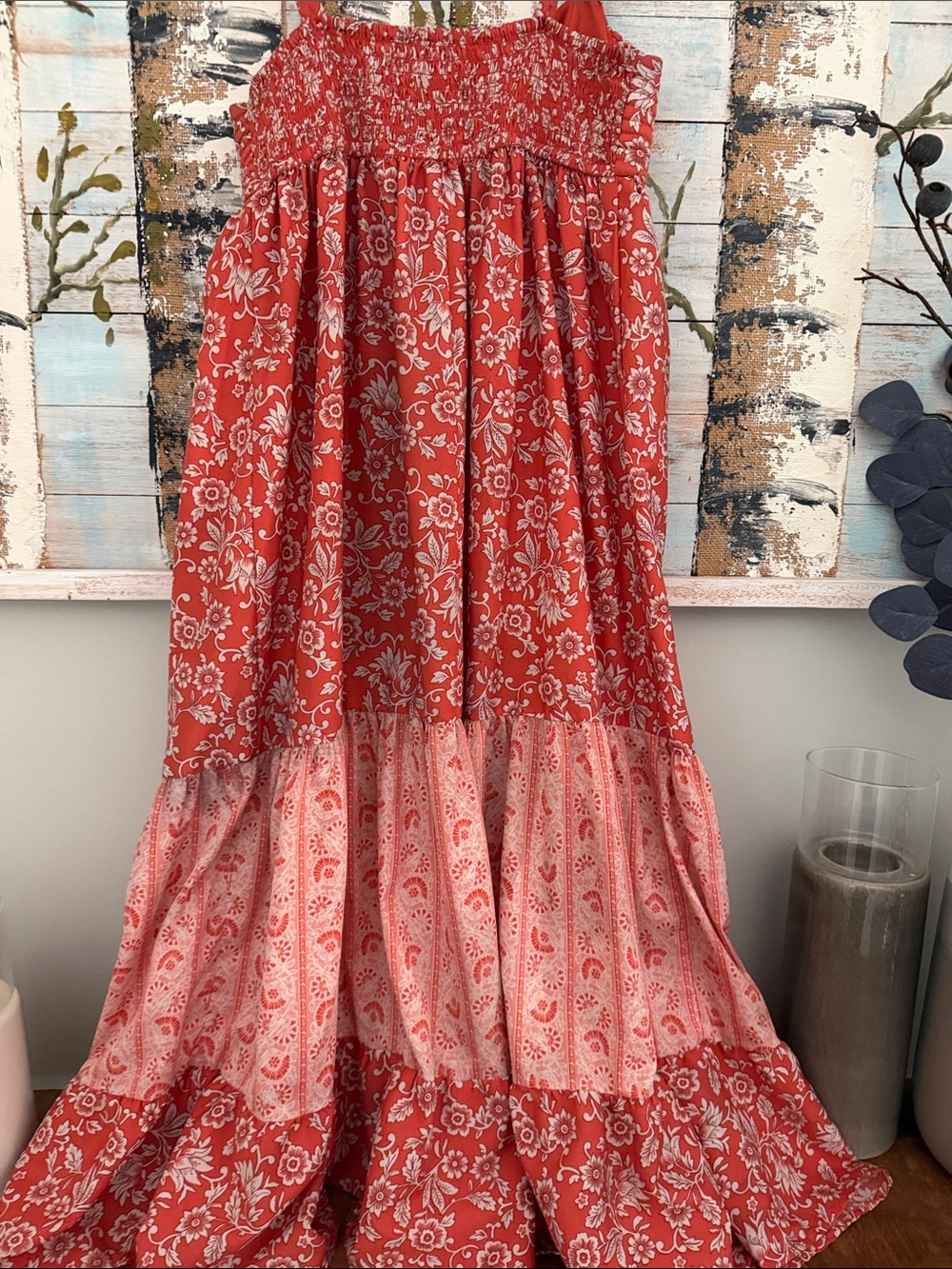 Terra Cotta Floral Tiered Maxi Sundress - Picture 3 of 7